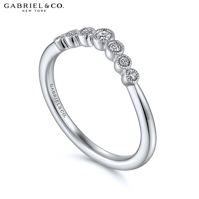 0.10ctw Natural Diamond Vintage Milgrain Curved Ring 1.7mm