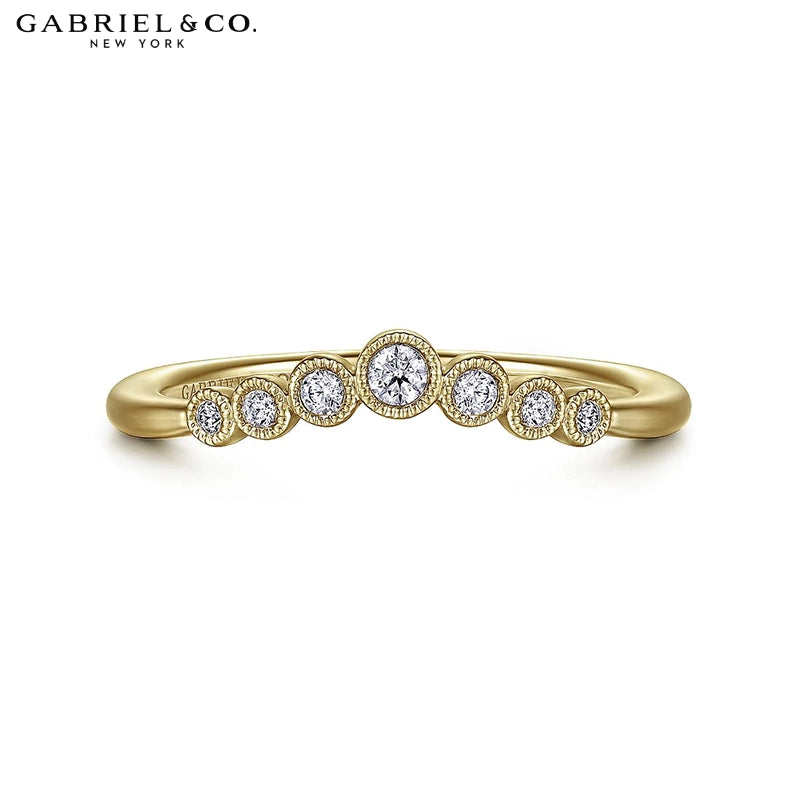0.10ctw Natural Diamond Vintage Milgrain Curved Ring 1.7mm