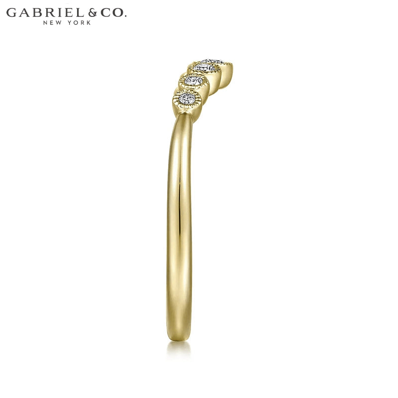 0.10ctw Natural Diamond Vintage Milgrain Curved Ring 1.7mm