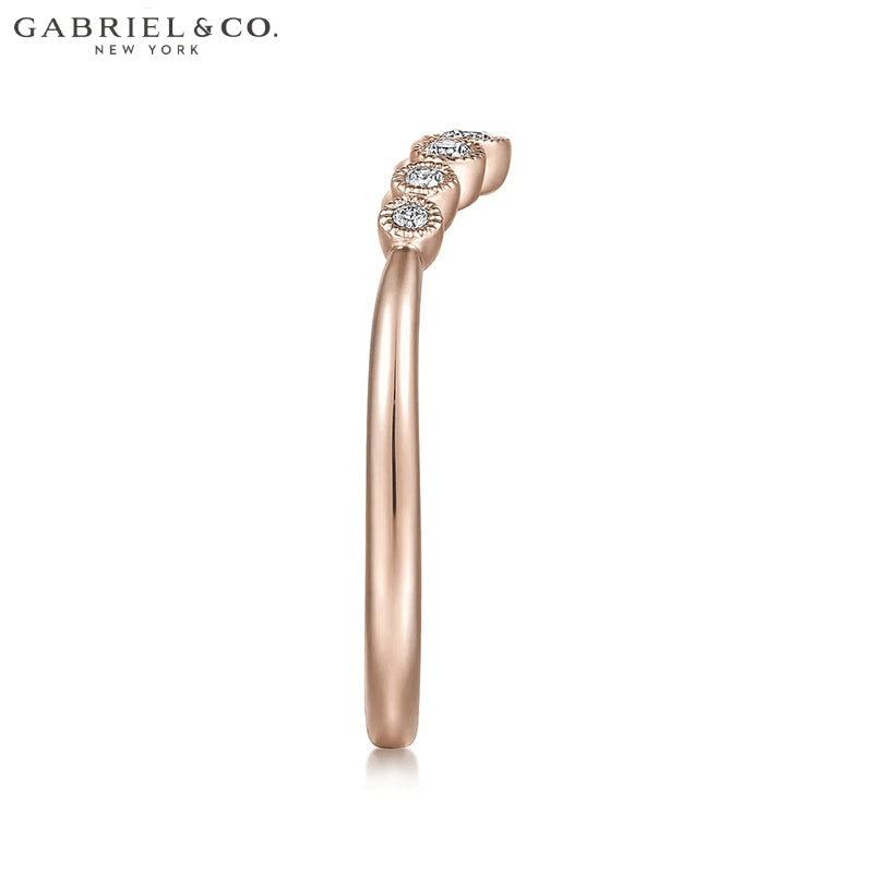 0.10ctw Natural Diamond Vintage Milgrain Curved Ring 1.7mm