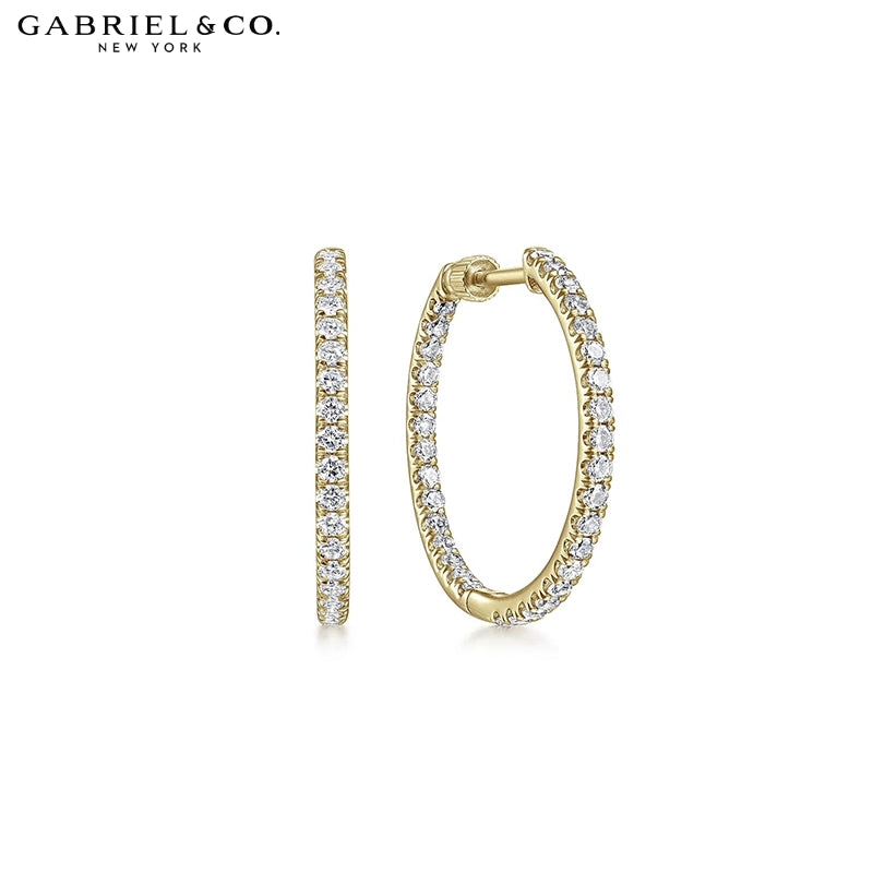 1.00cts Natural Diamond Inside-Out Locking Hoop Earrings 20mm