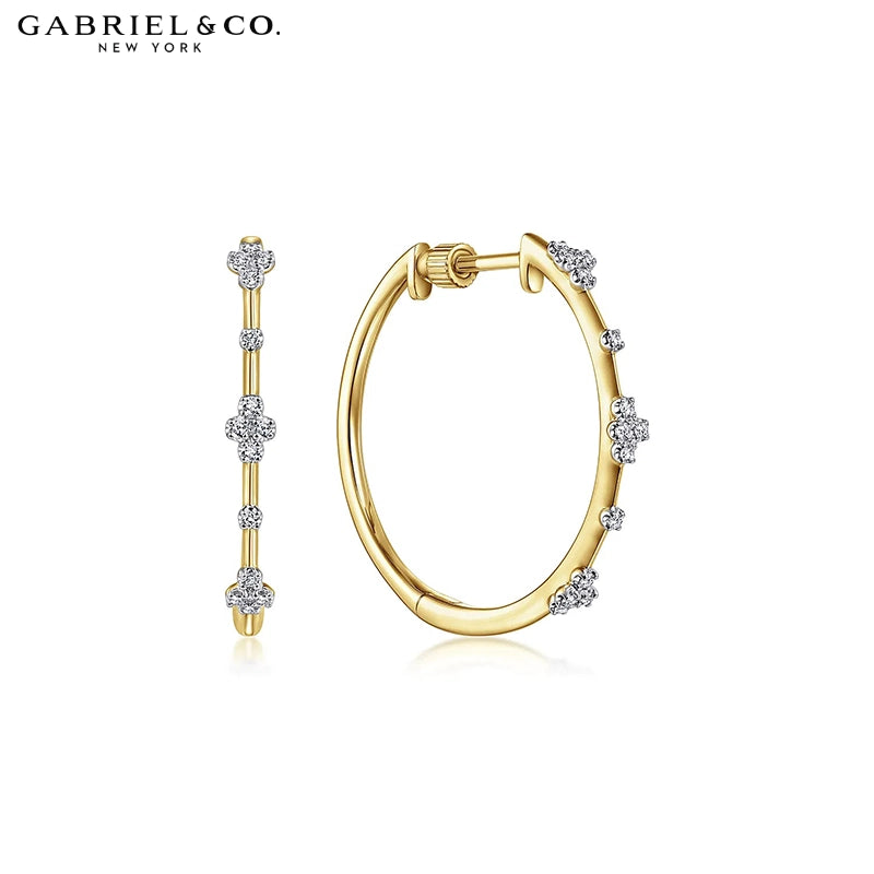 Natural Diamond Locking Hoop Earrings 20mm