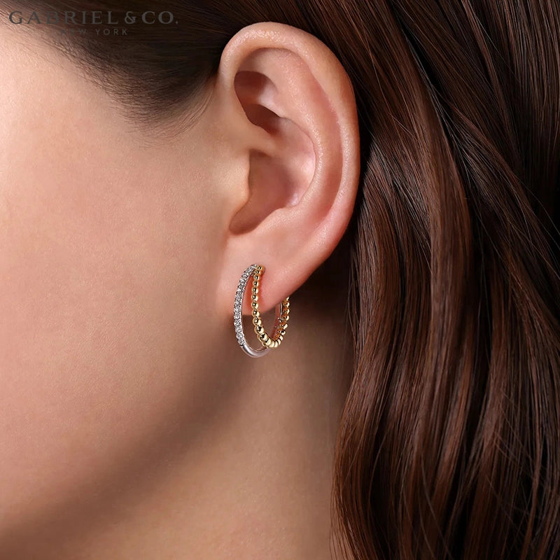 Natural Diamond Hoop Earrings 20mm
