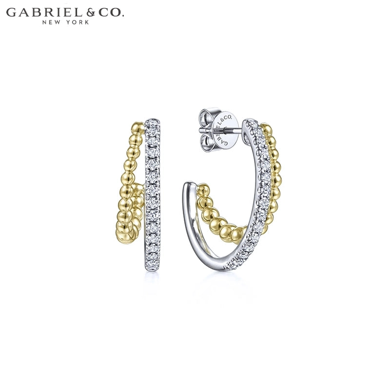 14kt Natural Diamond Hoop Earrings 20mm