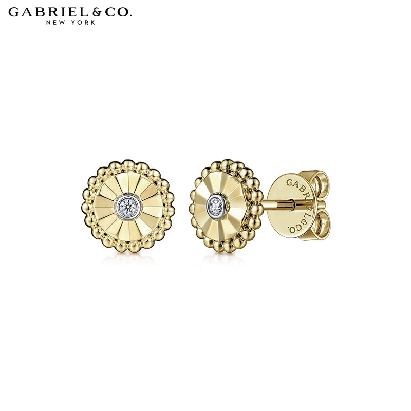Natural Diamond Gold Fluted Earrings