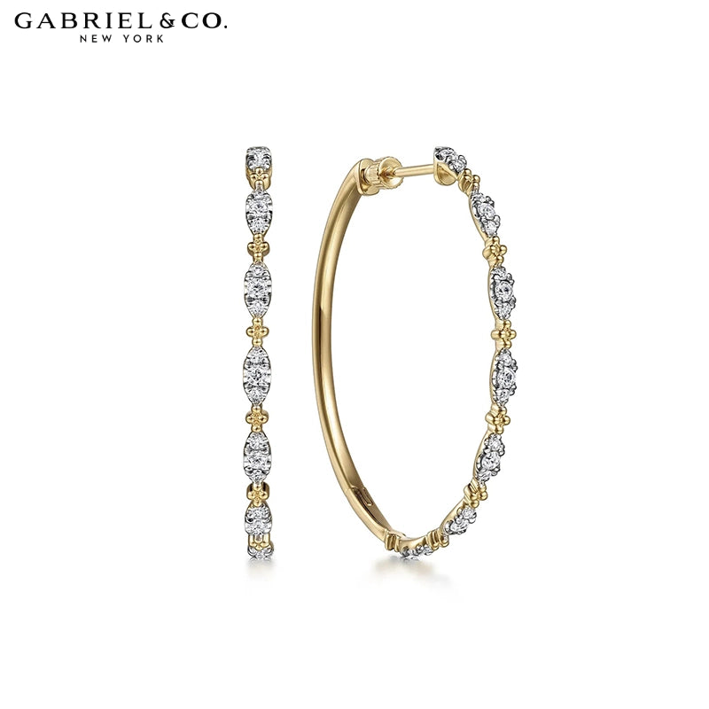 Natural Diamond Locking Hoop Earrings 40mm