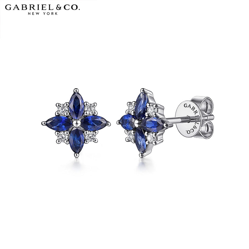 Genuine Sapphire & Diamond Star Earrings