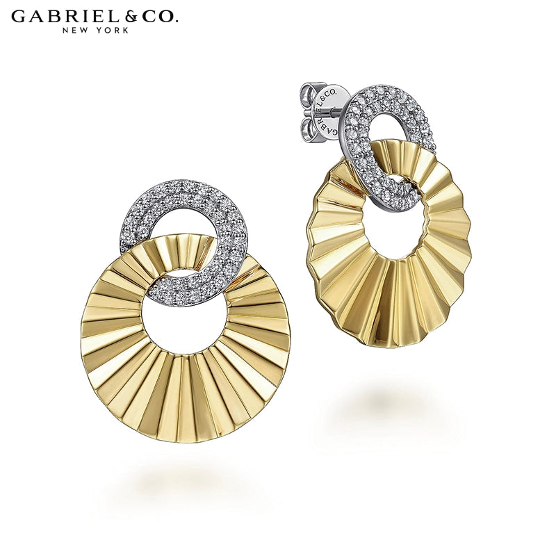 14kt 0.50cts Natural Diamond Cut Gold Fluted Earrings