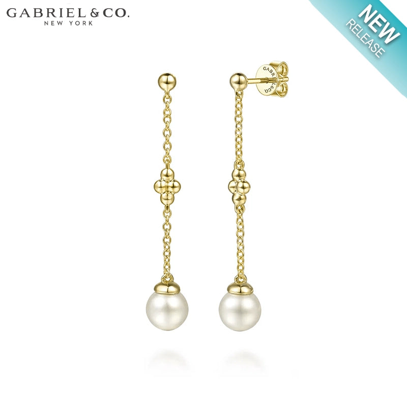 14kt Genuine Pearl Drop Earrings