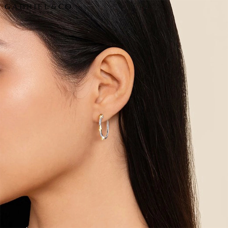14kt Natural Diamond Hoop Earrings