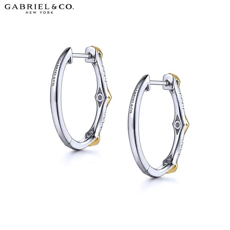 14kt Natural Diamond Hoop Earrings