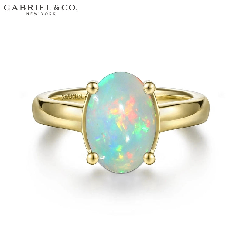 Genuine Opal & Diamond Ring