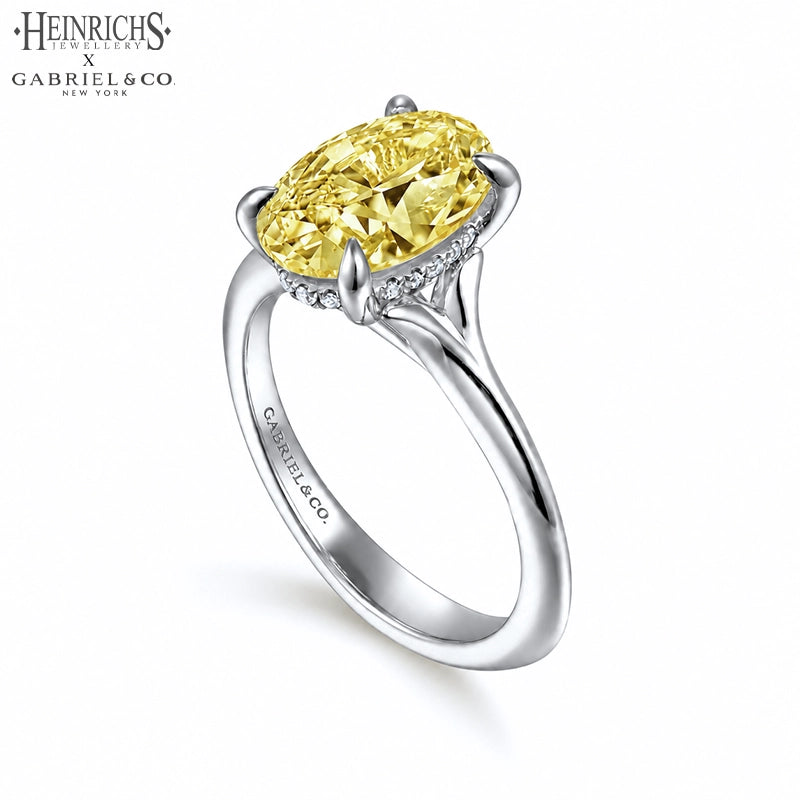 1.25ctr-2.50ctr Oval Cut Lab Grown Yellow Diamond Ring