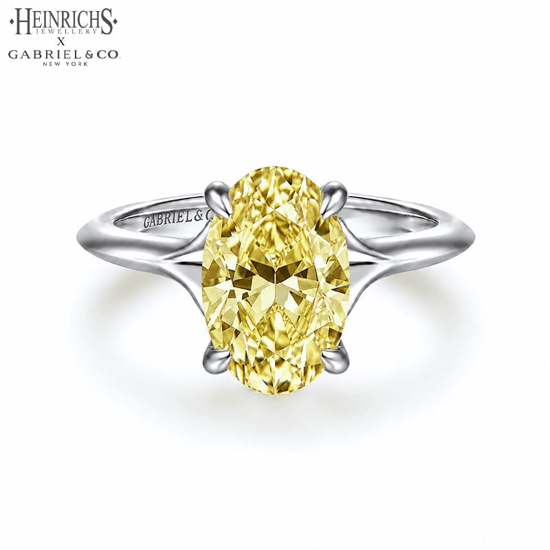 1.25ctr-2.50ctr Oval Cut Lab Grown Yellow Diamond Ring