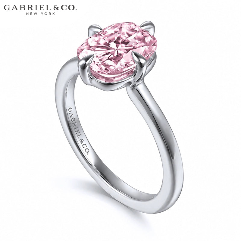 1.25ctr-2.50ctr Elongated Cushion Cut Lab Grown Pink Rosé Diamond Ring