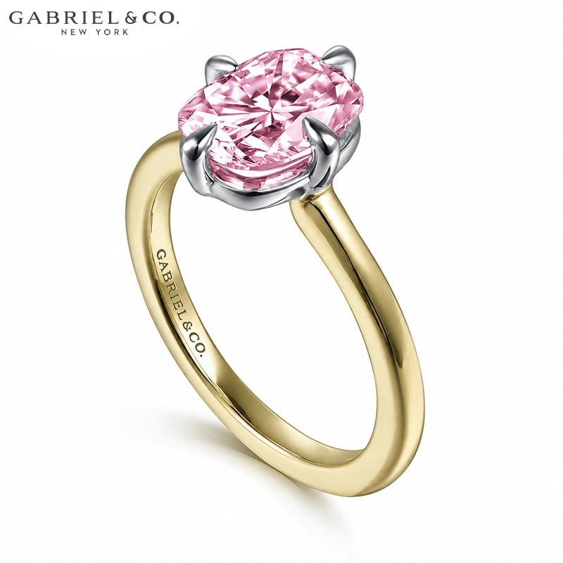 1.25ctr-2.50ctr Elongated Cushion Cut Lab Grown Pink Rosé Diamond Ring