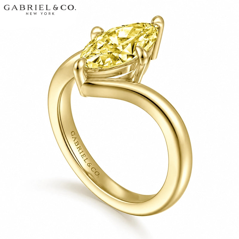 1.25ctr-2.50ctr Marquise Cut Lab Grown Canary Yellow Diamond Ring