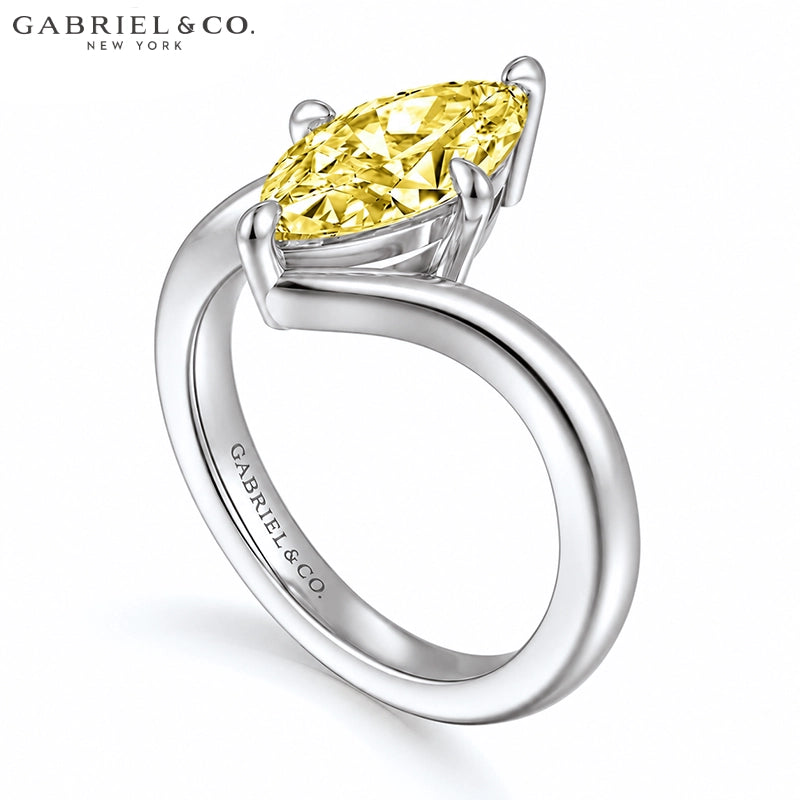 1.25ctr-2.50ctr Marquise Cut Lab Grown Canary Yellow Diamond Ring
