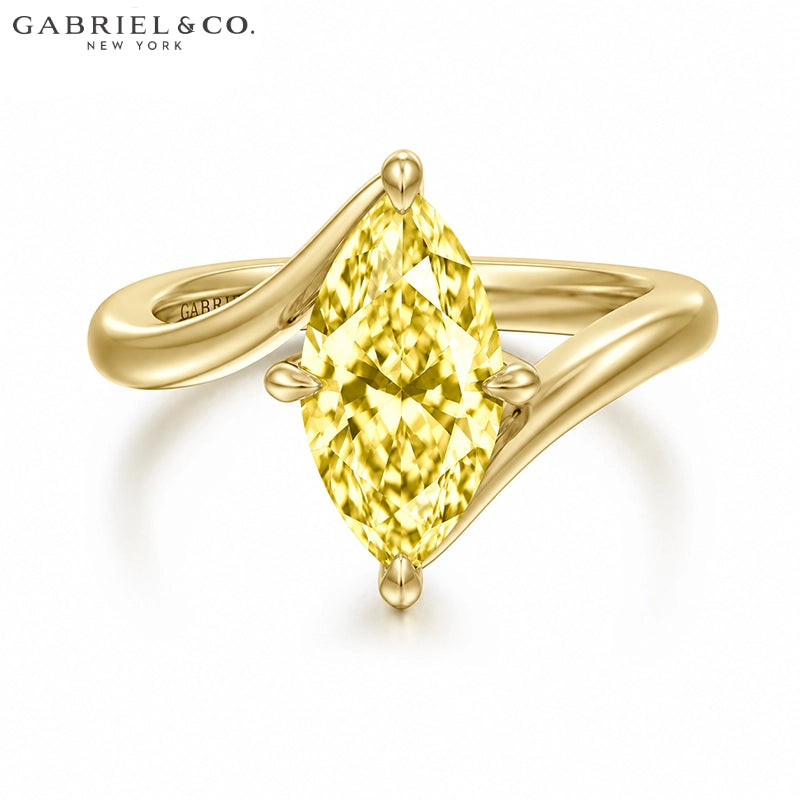 1.25ctr-2.50ctr Marquise Cut Lab Grown Canary Yellow Diamond Ring