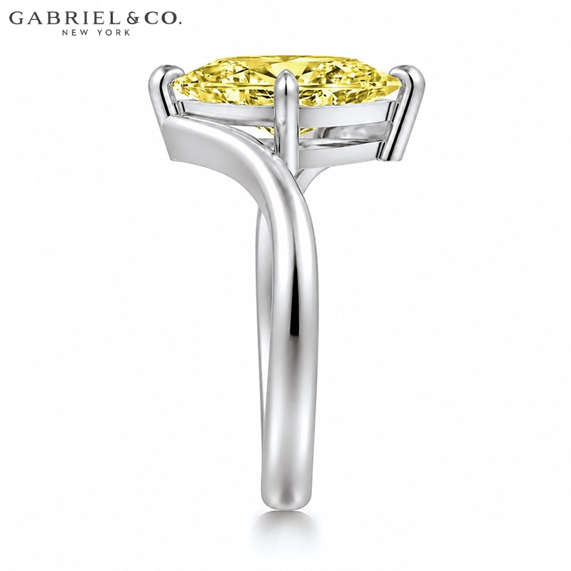 1.25ctr-2.50ctr Marquise Cut Lab Grown Canary Yellow Diamond Ring