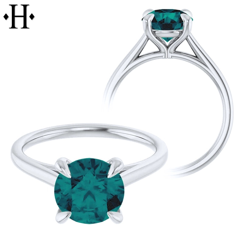 1.00ctr-2.00ctr Round Cut Teal Moissanite Ring Tailor Made