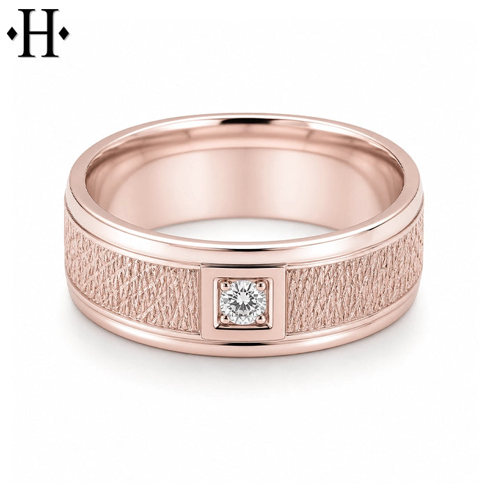 Natural Diamond Carved Ring 8mm