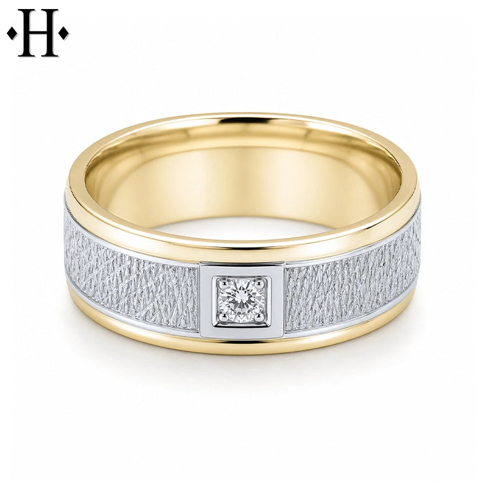 Natural Diamond Carved Ring 8mm