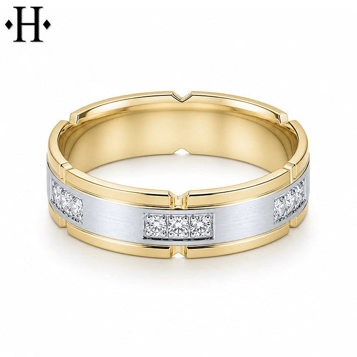Natural Diamond Carved Ring 6mm