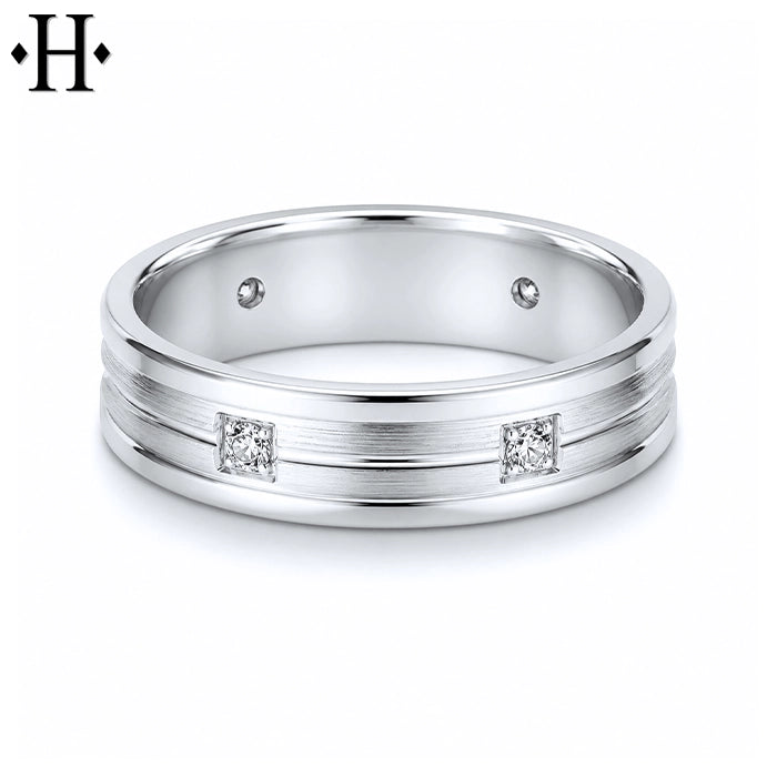 Natural Diamond Carved Ring 6mm