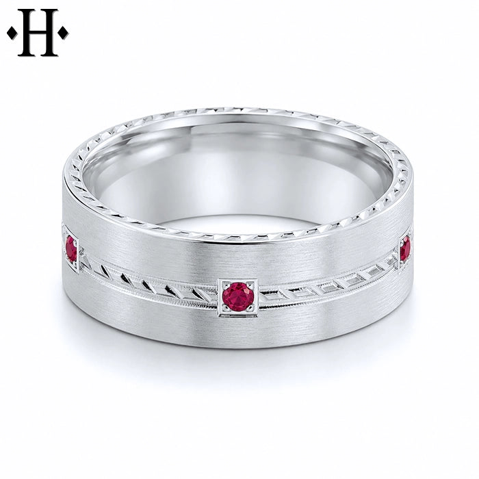 Genuine Ruby Carved Ring 8mm