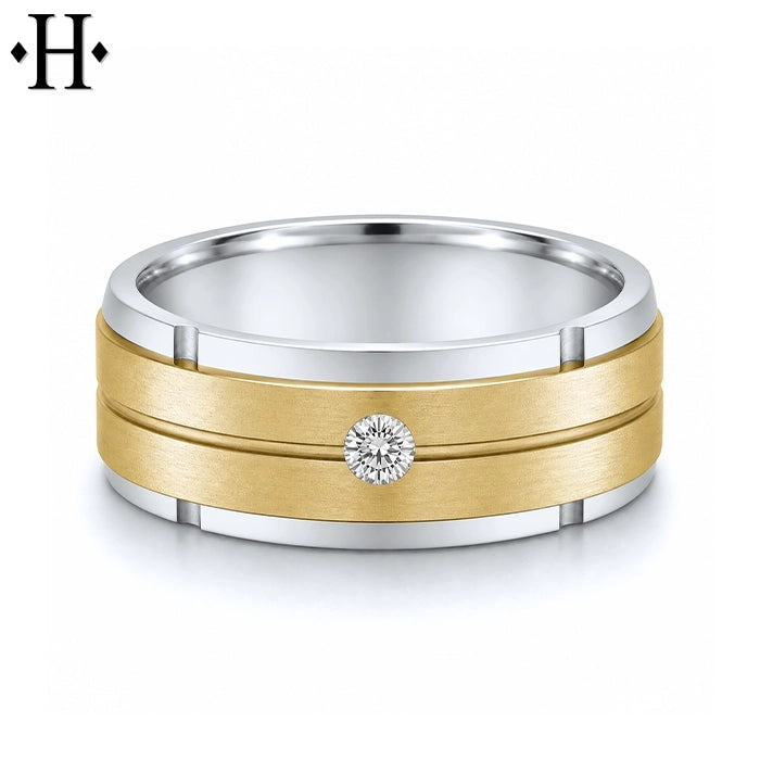 Natural Diamond Carved Ring 8mm