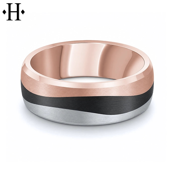 Black Carbon Fiber & Solid Gold Ring 7mm