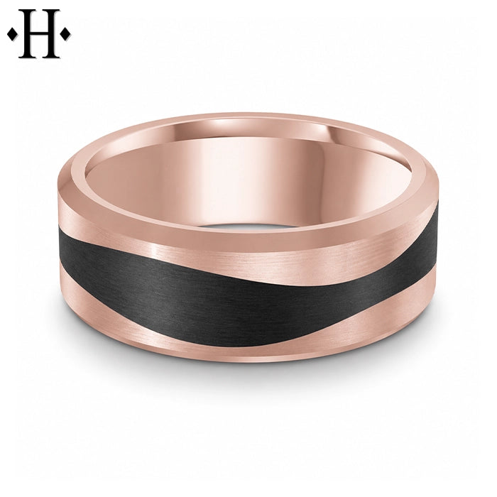 Black Carbon Fiber & Solid Gold Ring 8mm