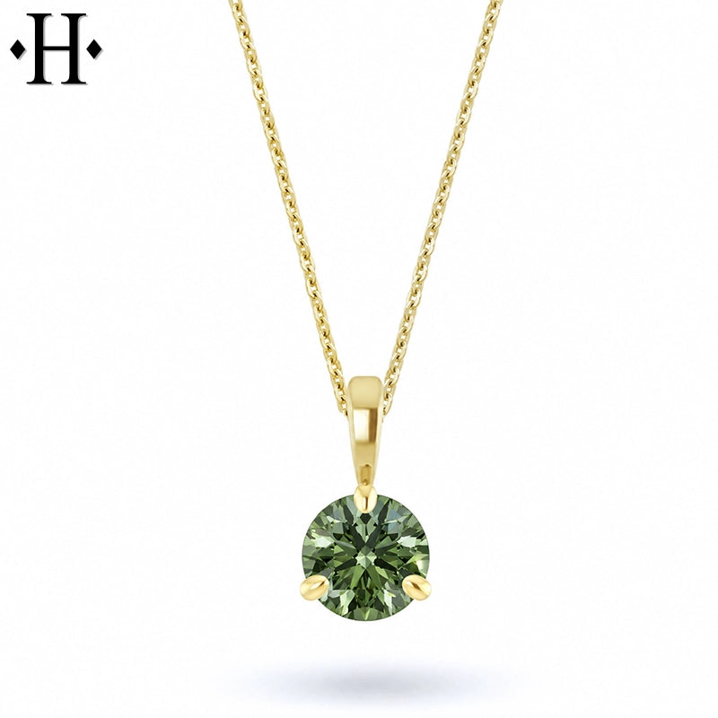 14kt 1.10cts Lab Grown Green Diamond Necklace