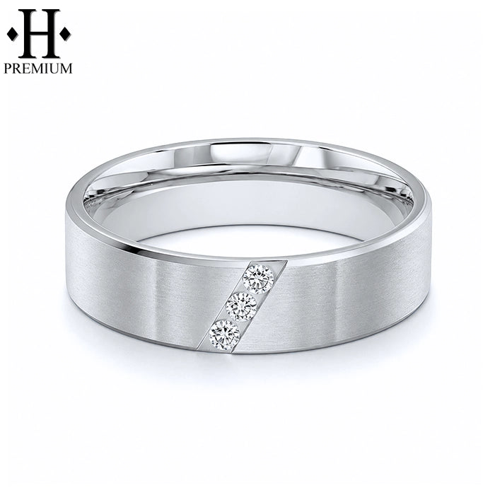 Premium Natural Diamond Satin Ring 6mm
