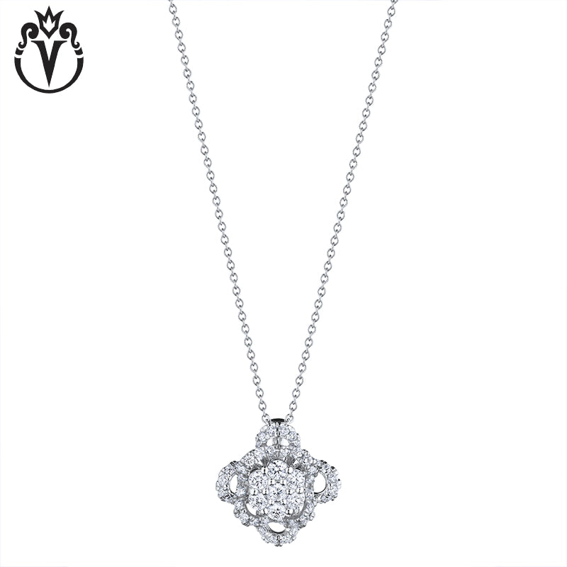Natural Diamond Floret Cluster Necklace