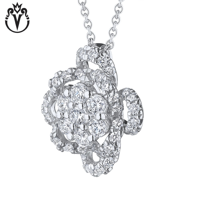 18kt Natural Diamond Floret Cluster Necklace