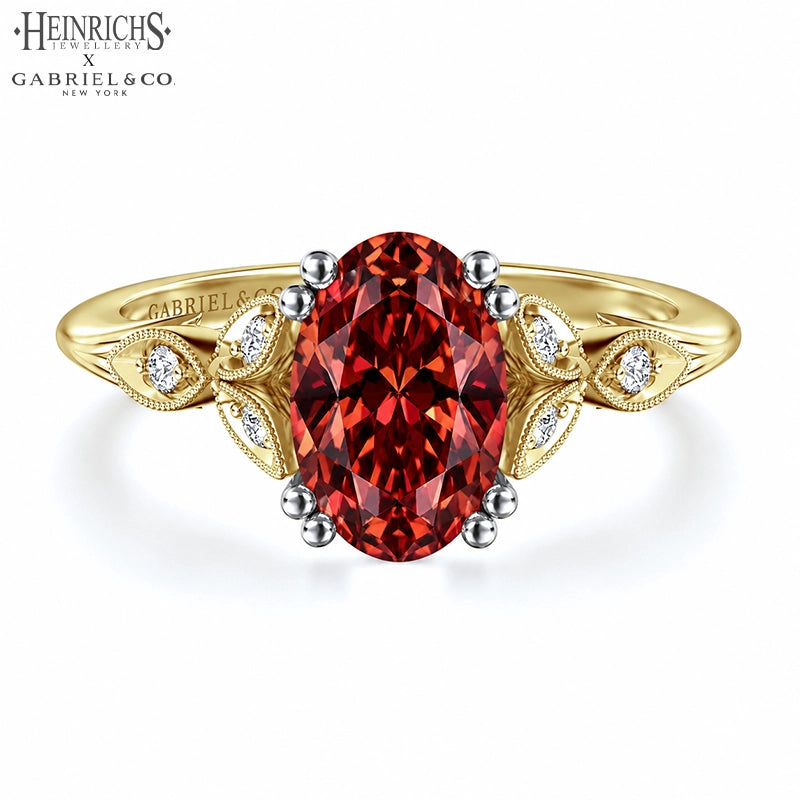 1.25ctr-2.50ctr Oval Cut Lab Grown Venetian Red Diamond Ring