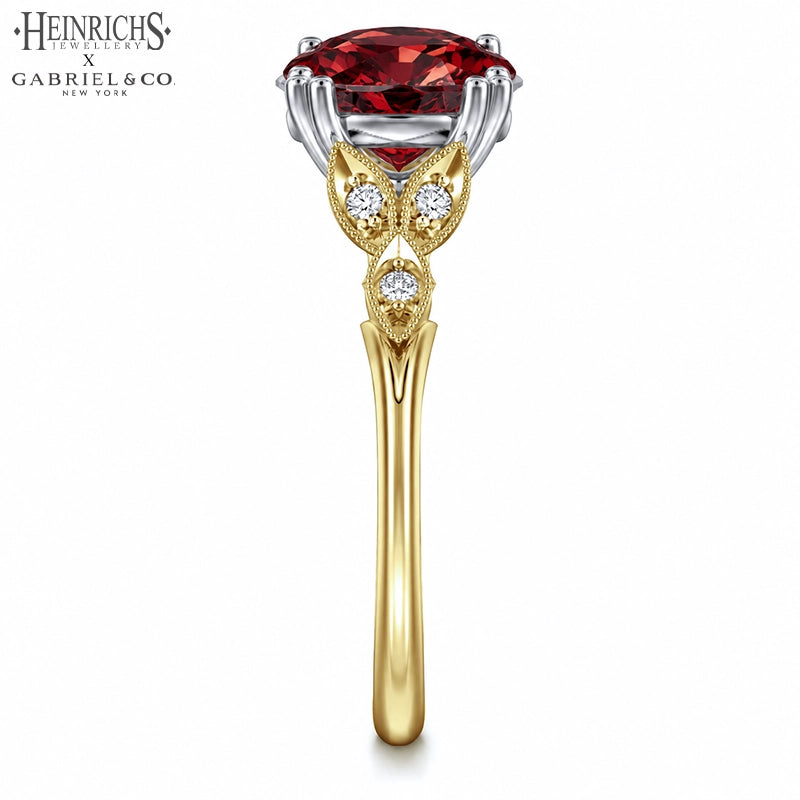 1.25ctr-2.50ctr Oval Cut Lab Grown Venetian Red Diamond Ring
