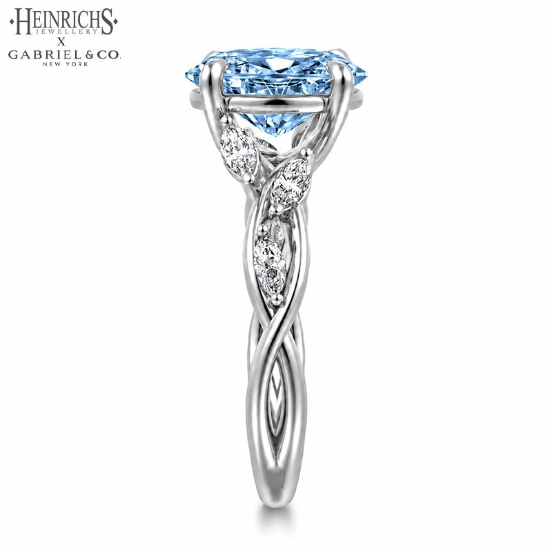 1.25ctr-2.50ctr Oval Cut Lab Grown Blue Diamond Ring