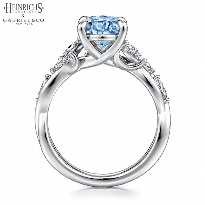 1.25ctr-2.50ctr Oval Cut Lab Grown Blue Diamond Ring