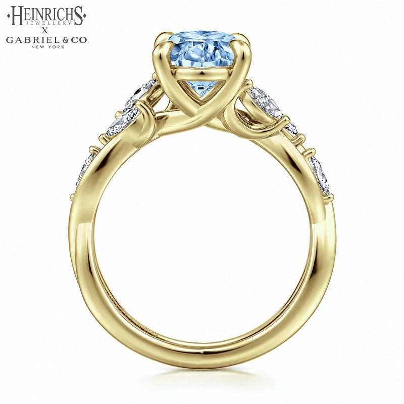 1.25ctr-2.50ctr Oval Cut Lab Grown Blue Diamond Ring