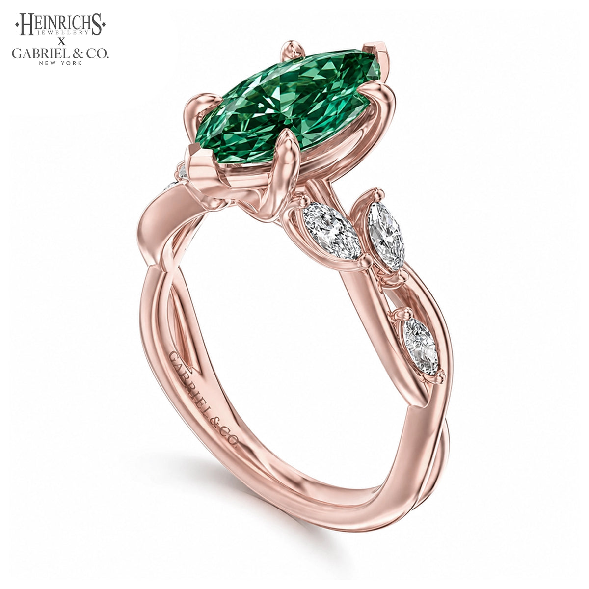1.25ctr-2.50ctr Marquise Cut Lab Grown Green Diamond Ring Tailor Made