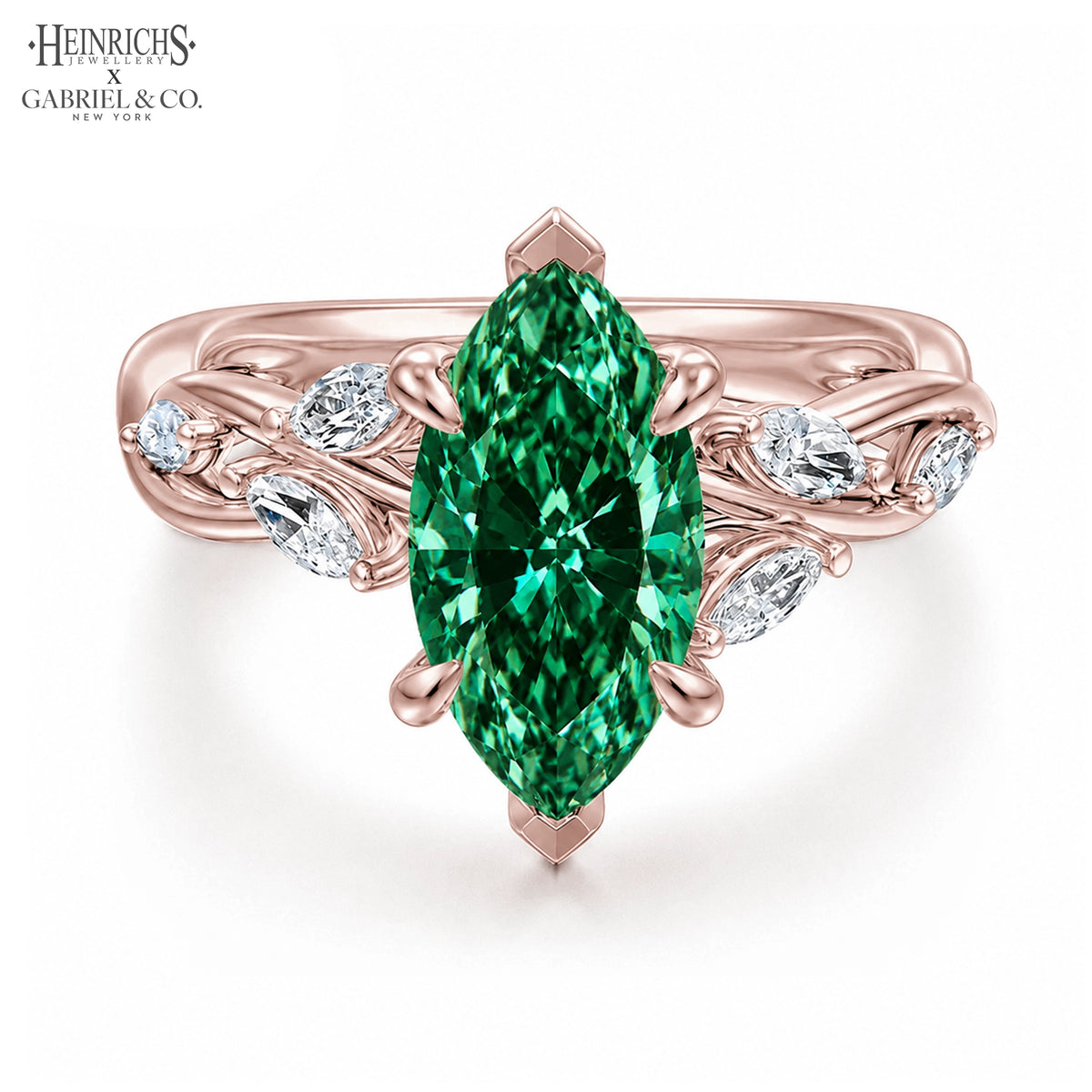 1.25ctr-2.50ctr Marquise Cut Lab Grown Green Diamond Ring Tailor Made