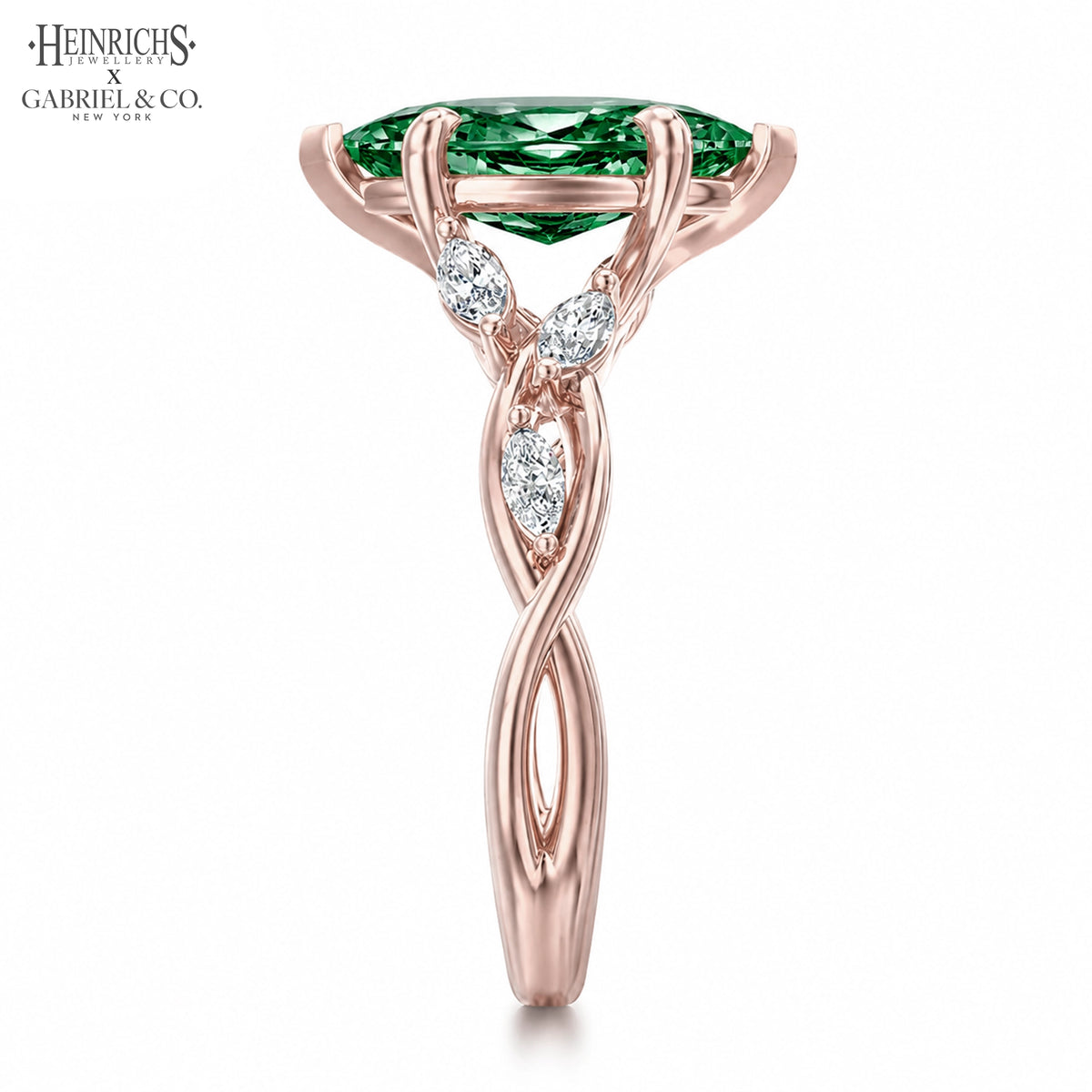 1.25ctr-2.50ctr Marquise Cut Lab Grown Green Diamond Ring Tailor Made
