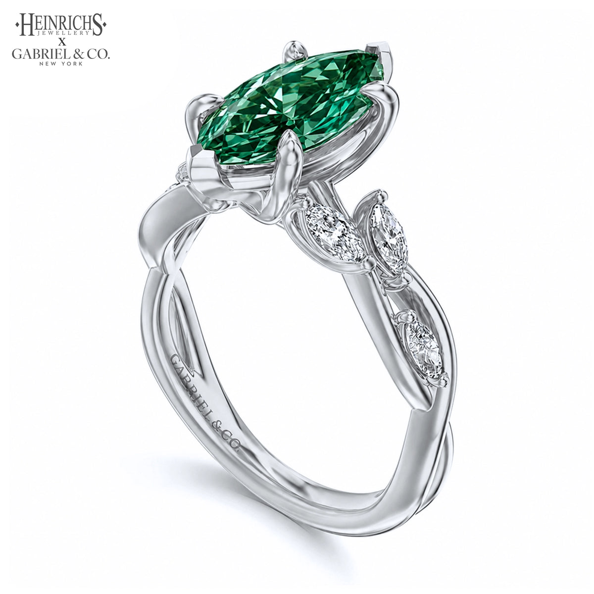 1.25ctr-2.50ctr Marquise Cut Lab Grown Green Diamond Ring Tailor Made