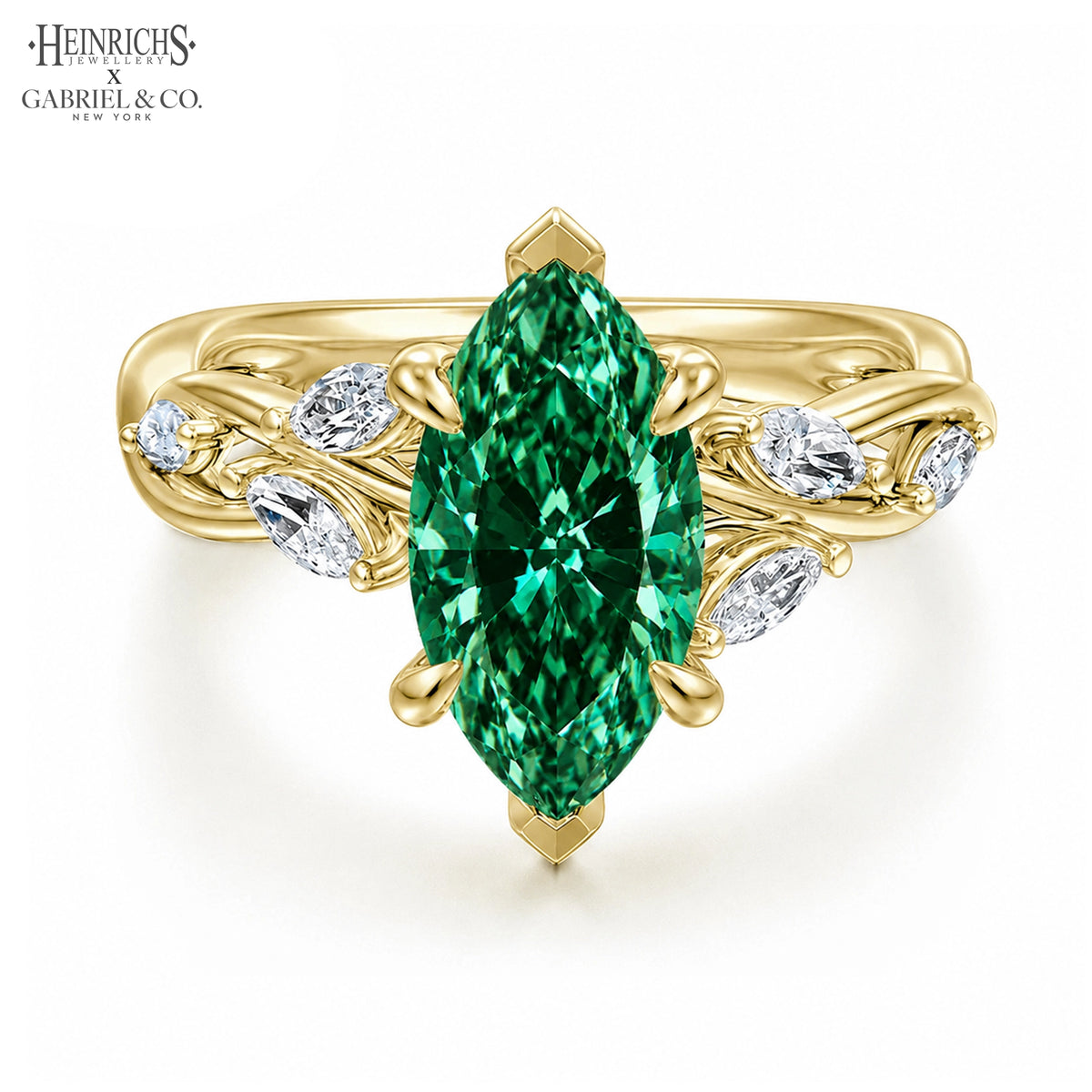 1.25ctr-2.50ctr Marquise Cut Lab Grown Green Diamond Ring Tailor Made