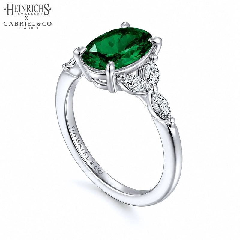 Oval Cut Lab Grown Emerald & Diamond Ring Tailor Made