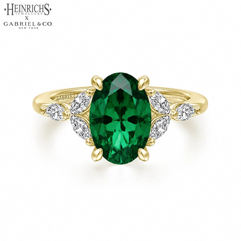 Lab Grown Emerald & Diamond Ring