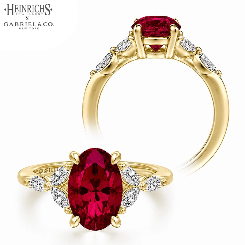 Oval Cut Lab Grown Ruby & Diamond Ring Tailor Made
